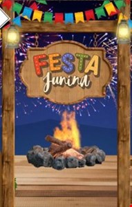Painel tecido sublimado Retangular Noite de São João Festa Junina - 3,5mL x 2,80mA