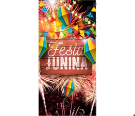 Painel tecido sublimado Retangular Vertical São João/ Festa Junina - 2mL x 90mA