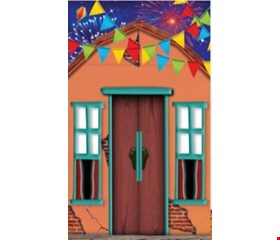 Painel tecido sublimado Retangular Vertical São João/ Casa Marrom - 2,20mA x 1mL