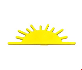 Placa Sol de chão em Madeira Amarelo 79cmL 35cmA