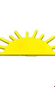 Placa Sol de chão em Madeira Amarelo 79cmL 35cmA