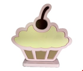 Temático Doceria- Cupcake mdf rosa com amarelo