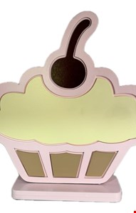 Temático Doceria- Cupcake mdf rosa com amarelo