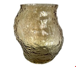 Vaso Ambar Vidro Orgânico Texturizado 22cmA 12cmD