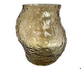 Vaso Ambar Vidro Orgânico Texturizado 22cmA 12cmD