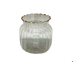 Vaso Vidro Transparente Borda Dourada 8cmA 7cmD