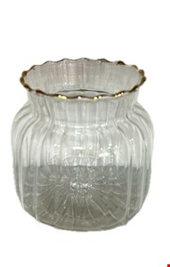 Vaso Vidro Transparente Borda Dourada 8cmA 7cmD