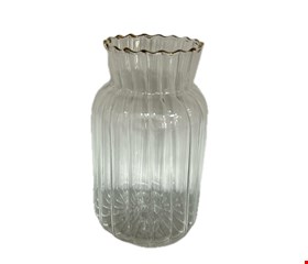 Vaso Vidro Transparente Borda Dourada 12cmA 6cmD