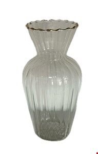 Vaso Vidro Transparente Borda Dourada 15cmA 6cmD