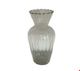 Vaso Vidro Transparente Borda Dourada 15cmA 6cmD