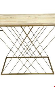 Mesa Retangular Ferro Dourado e Pinus G 80cmL 80cmA