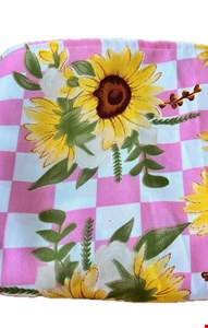 Toalha De Mesa Quadriculada com Girassol Rosa 1,44cmL X 1,52cmC