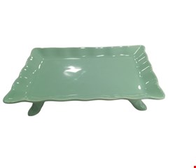 Bandeja retangular Babado com pé Verde Candy escuro P 