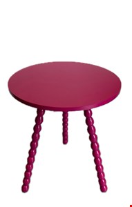 Mesa Banqueta Rosa Pink Pé Bolinhas Laqueada 51cmA 43cmD