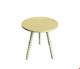Mesa Banqueta Amarelo Candy Pé Bolinhas Laqueada 51cmA 43cmD