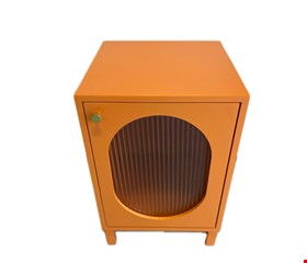 Mini Cômoda Cubo com Acrílico Laqueada Laranja 58cmA 37cmL 36cmP