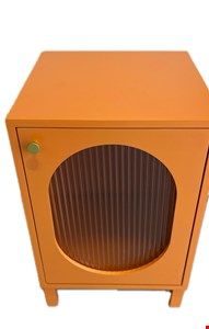 Mini Cômoda Cubo com Acrílico Laqueada Laranja 58cmA 37cmL 36cmP