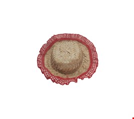Temático São João - Chapéu de Palha com Babado Quadriculado Vermelho P