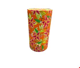 Cilindro Ripado Fino Chita Laranja MDF P 50cmA 30cmD 