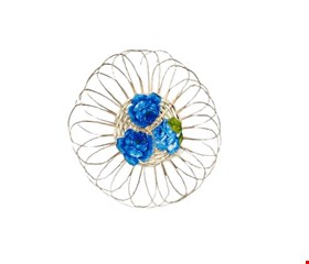 Temático São João - Guirlanda de Palha Redonda Decorado Flores Azul P 38cmD