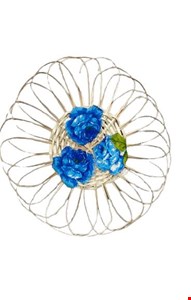 Temático São João - Guirlanda de Palha Redonda Decorado Flores Azul P 38cmD