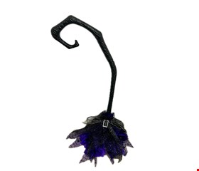 Temático Halloween - Vassoura de Bruxa Roxo com Preto 70cmA