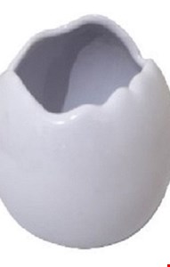 Temático Dinossauro - Cachepot Ovo Quebrado Branco Cerâmica M