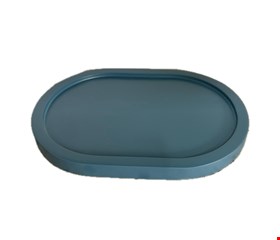 Bandeja Oval MDF Azul Petróleo 19cml