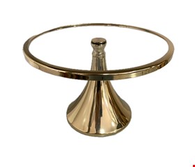 Suporte Dourado Metal Com Vidro Pé Cone - 16cmA 25cmD