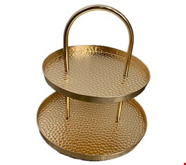 Suporte duplo arco bolinhas dourado 31cmA 30cmD