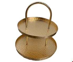 Suporte duplo arco bolinhas dourado 31cmA 30cmD