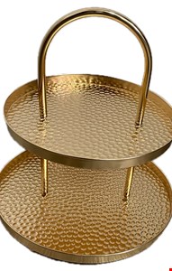 Suporte duplo arco bolinhas dourado 31cmA 30cmD