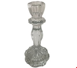 Castiçal Vidro Flor M 20cmA 10cmD