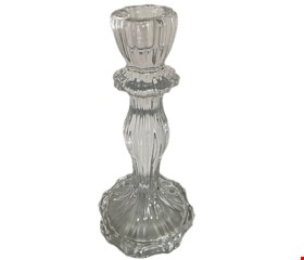 Castiçal Vidro Flor M 20cmA 10cmD