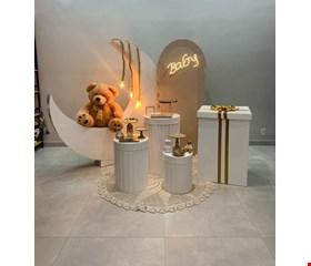 Decoração Infantil - Chá de Bebê Dourado & Branco II
