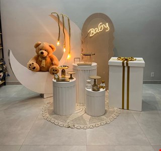 Decoração Infantil - Chá de Bebê Dourado & Branco II