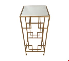 Mesa Lateral Ferro Dourado Geométrica com Espelho G