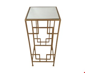 Mesa Lateral Ferro Dourado Geométrica com Espelho G