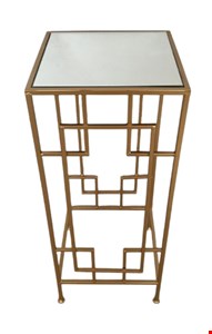 Mesa Lateral Ferro Dourado Geométrica com Espelho G