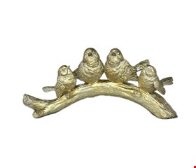 Quarteto de Passarinhos no Tronco Dourado 33cmC