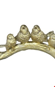 Quarteto de Passarinhos no Tronco Dourado 33cmC