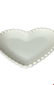 Prato Coração borda bolinhas branco PP 10cmC