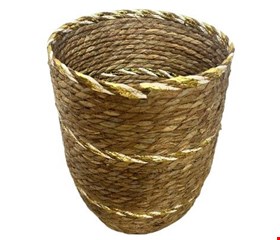Cesto Palha Detalhe Dourado GG 39cmA 29cmD