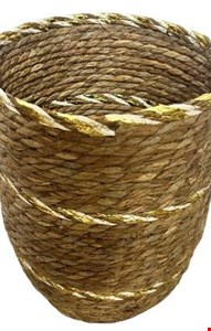 Cesto Palha Detalhe Dourado GG 39cmA 29cmD