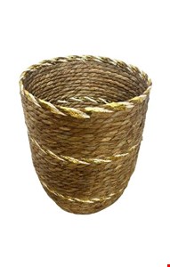 Cesto Palha Detalhe Dourado GG 39cmA 29cmD