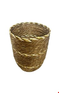 Cesto Palha Detalhe Dourado G 34cmA 25cmD
