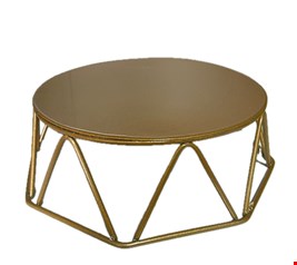 Boleira Geométrica Dourada Mdf e Ferro 30cmD