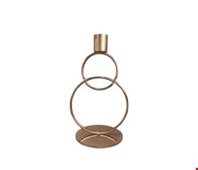 Castiçal Ferro Circulo Duplo Dourado 16cmA