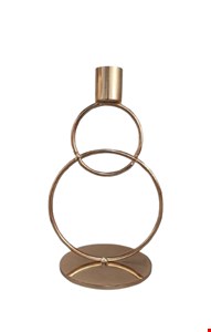 Castiçal Ferro Circulo Duplo Dourado 16cmA