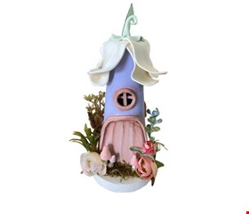 Temático Fada - Casa de Fada Lilás em Biscuit 22cmA 